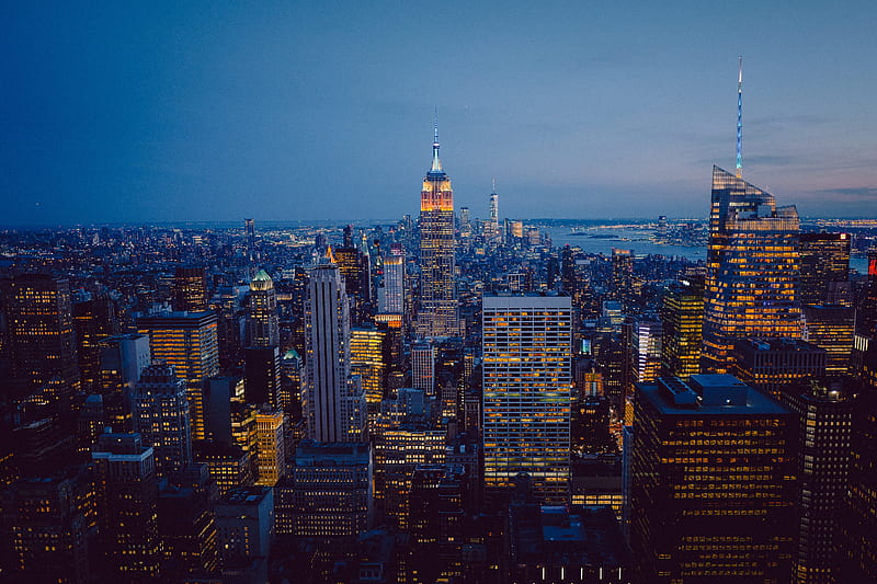 city, aerial view, metropolis, buildings, architecture, urban, new york, HD wallpaper