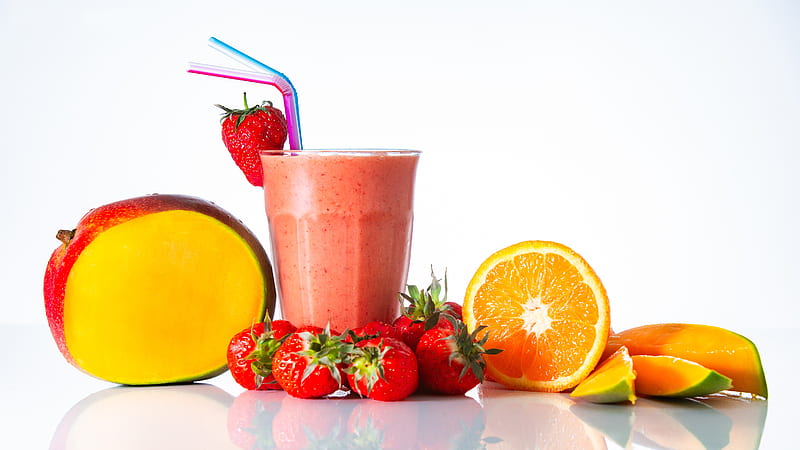 Food, Smoothie, Berry, Drink, Fruit, Mango, Strawberry, HD wallpaper