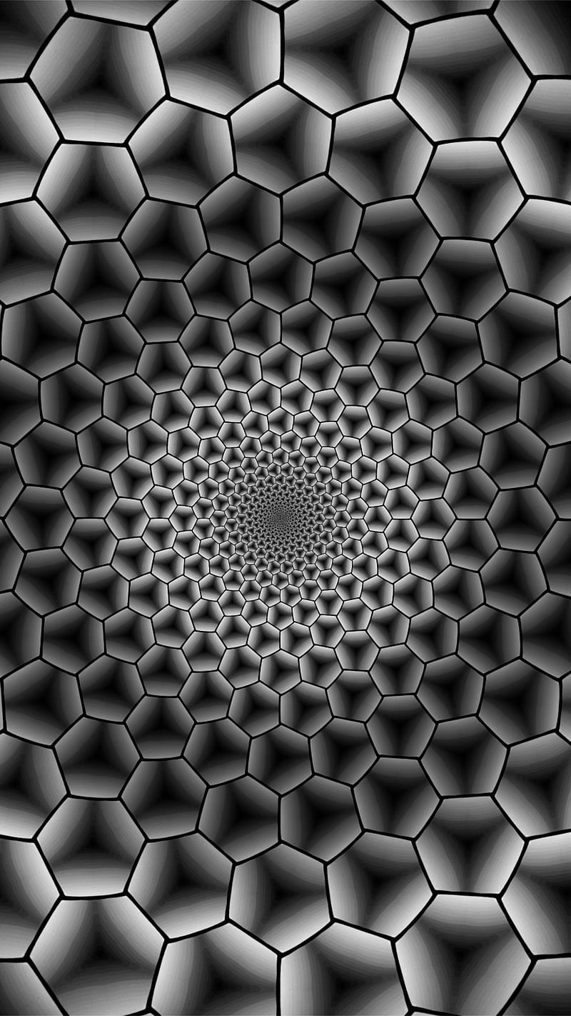Hexagons BnW , monochrome, immersion, black and white, HD phone wallpaper