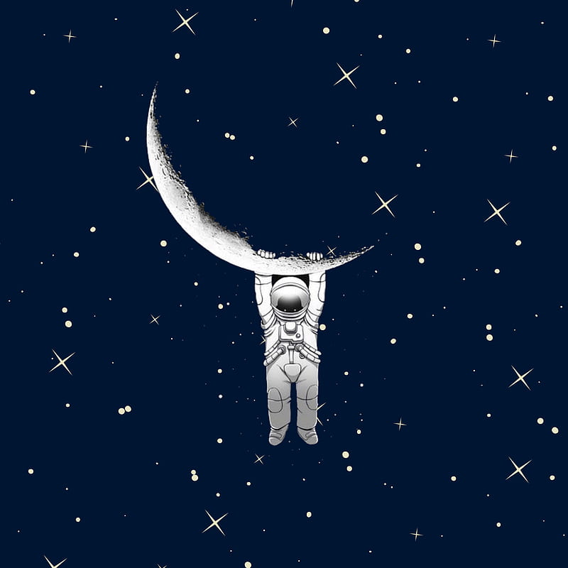ASTRANOUT, astronaut, hipster, moon, space, stars, HD phone wallpaper