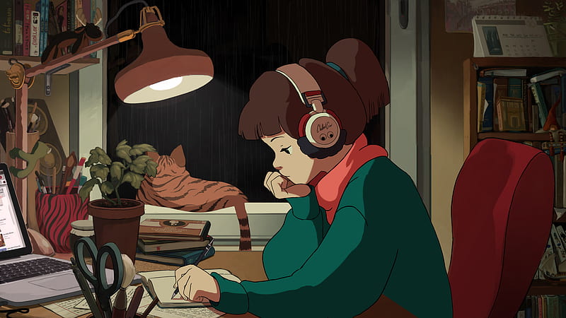 Anime, Original, Headphones, HD wallpaper Anime, Original, Headphones, HD wallpaper