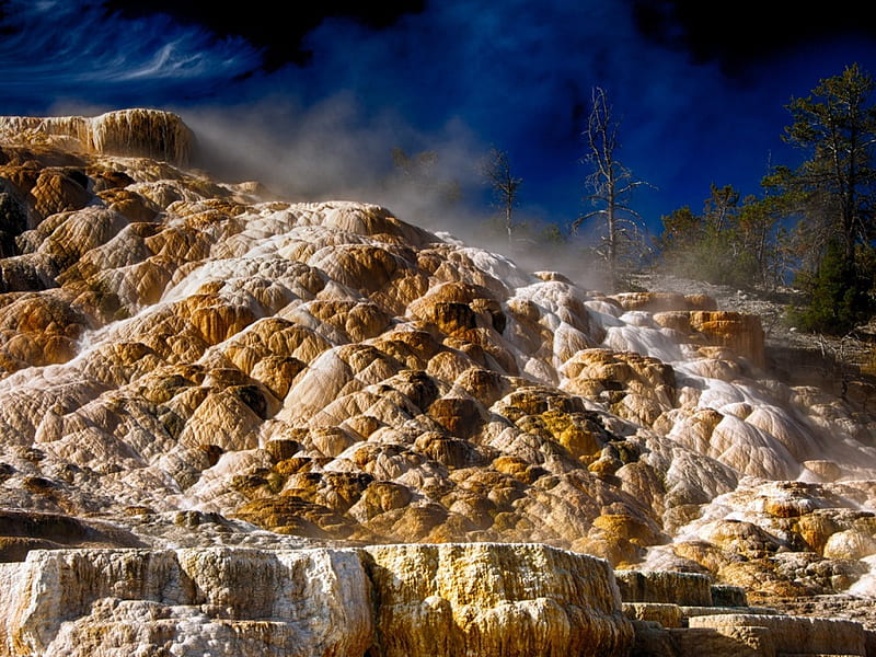 Mammoth Hot Springs ~ Yellowstone, Water, Waterfall, Hot Springs, Nature, HD wallpaper