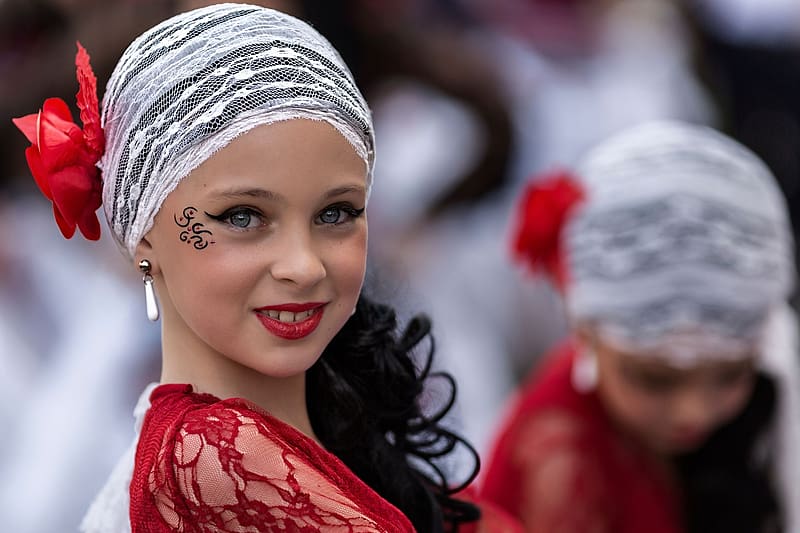 Brasil Carnival, little girl, white, red, vicente concha, copil, child, HD wallpaper