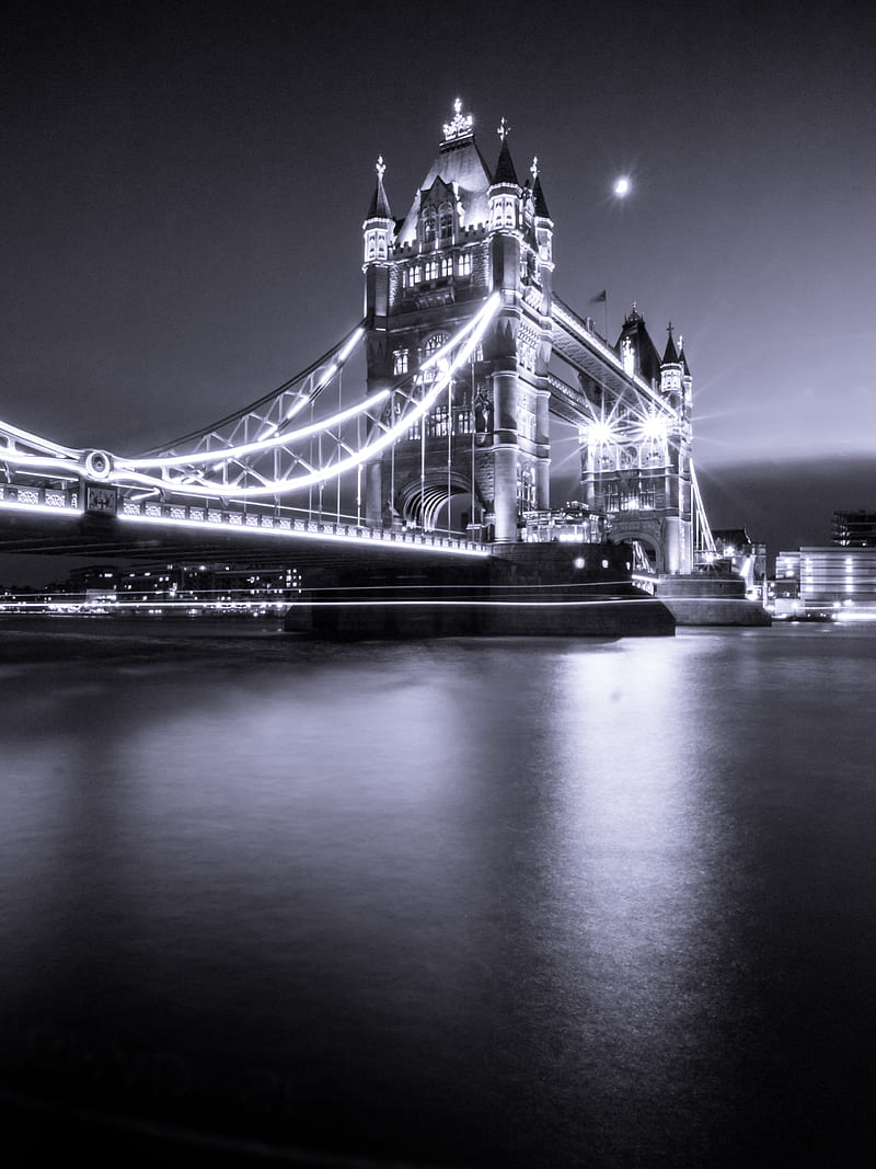 bridge, river, bw, thames, tower bridge, london, england, HD phone wallpaper