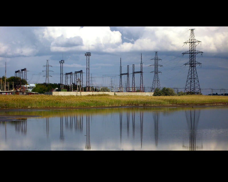 power station, russia, industrial, station, power, electricity, lake, HD wallpaper