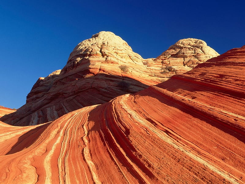 Landscape in Utah, erosion, rock, ochra, layers, sky, blue, HD wallpaper