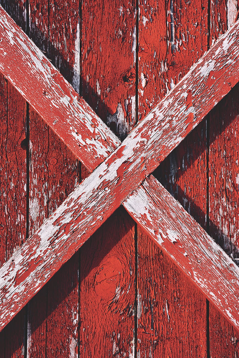 wood, paint, boards, intersection, texture, red, HD phone wallpaper