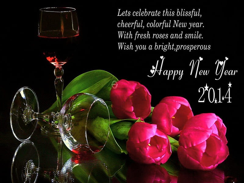 Greetings for you, glasses, New year, wine, greetings, HD wallpaper