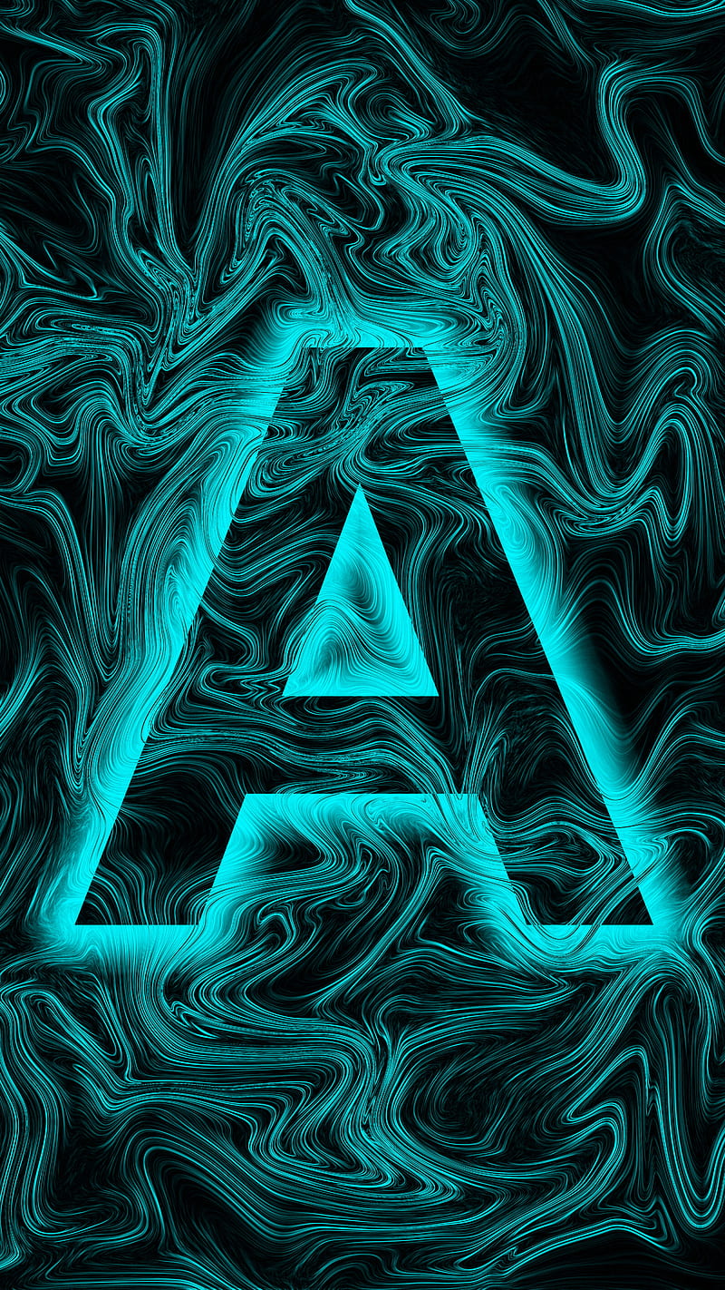 Letter A light blue, Letter A, abstract, glow, lines, HD phone wallpaper