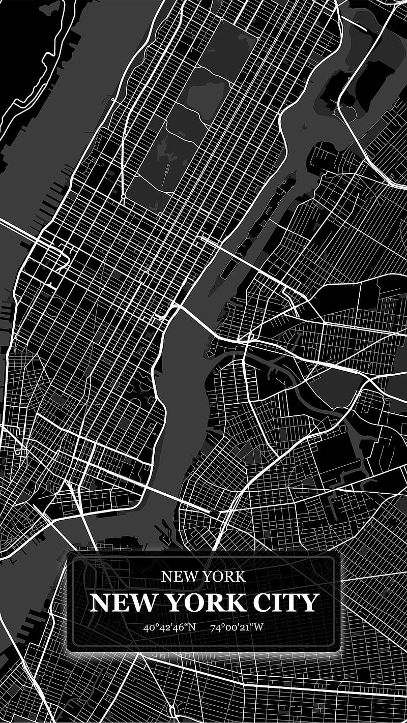 Black NYC Map, America City, Big Apple, Digital, DimDom, Manhattan, Maps, New York, Streets, Travel, USA, World city, desenho, romantic, trip, HD phone wallpaper