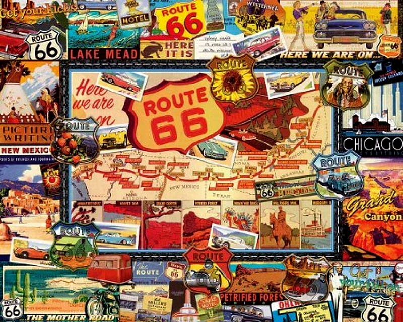 Route 66 Collage, Abstract, Travel, States, graphy, Route 66, Fantasy, Road, HD wallpaper