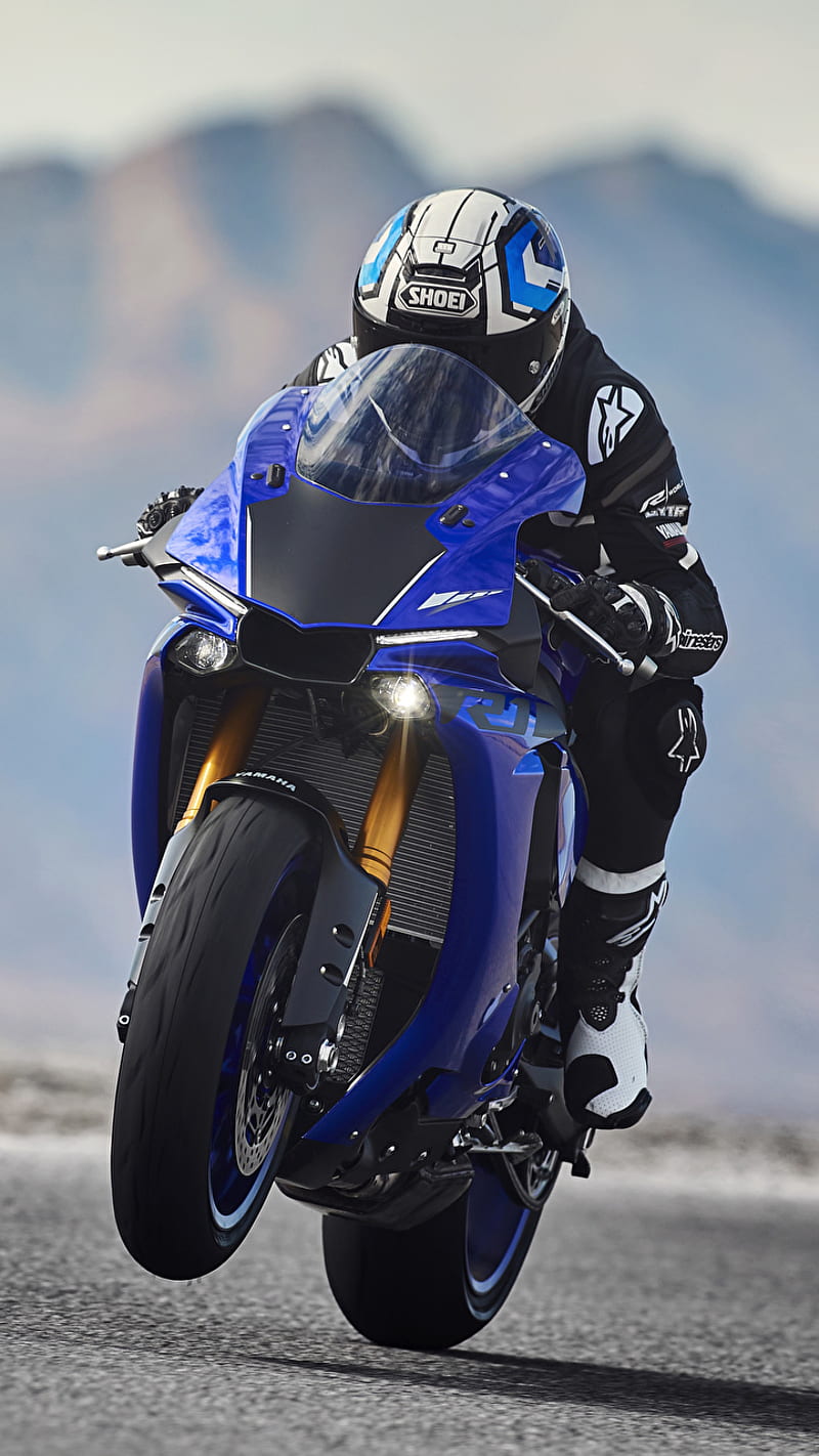 Yamaha, 1000cc, alpinestar, motor, motorcycle, ohlins, shoei, superbike, yamaha r1-m, HD phone wallpaper