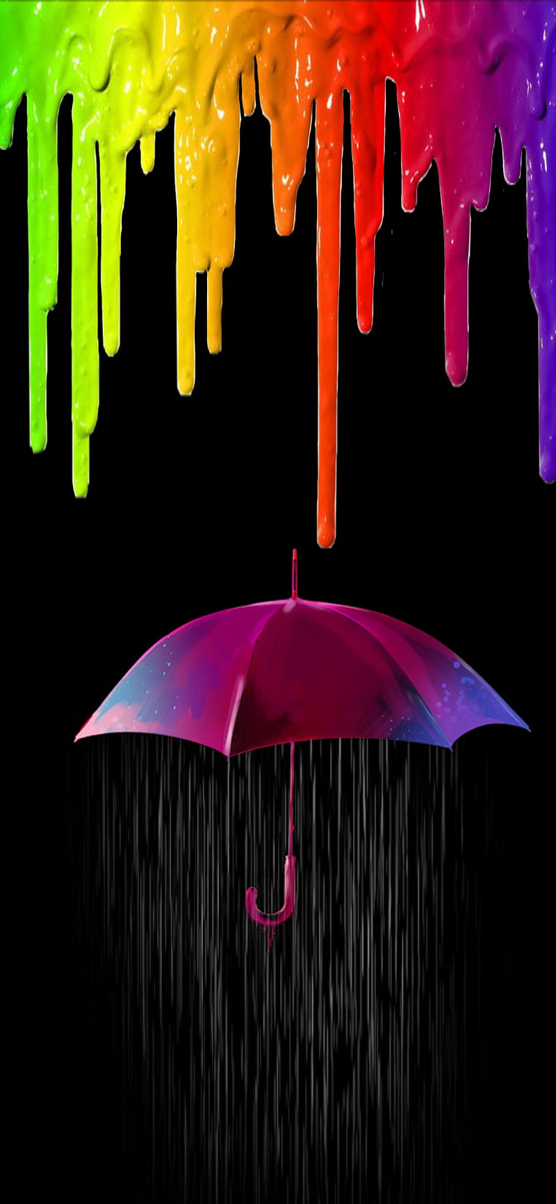 Colorful Rain, crayons, melting, umbrellas, HD phone wallpaper