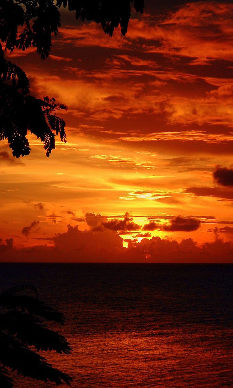 sunset, landscape, night, sea, HD phone wallpaper