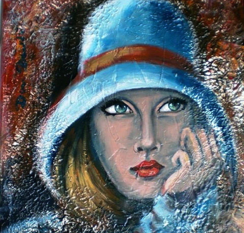 Blue Hat, art, paintings, hats, beauty, blue, HD wallpaper | Peakpx