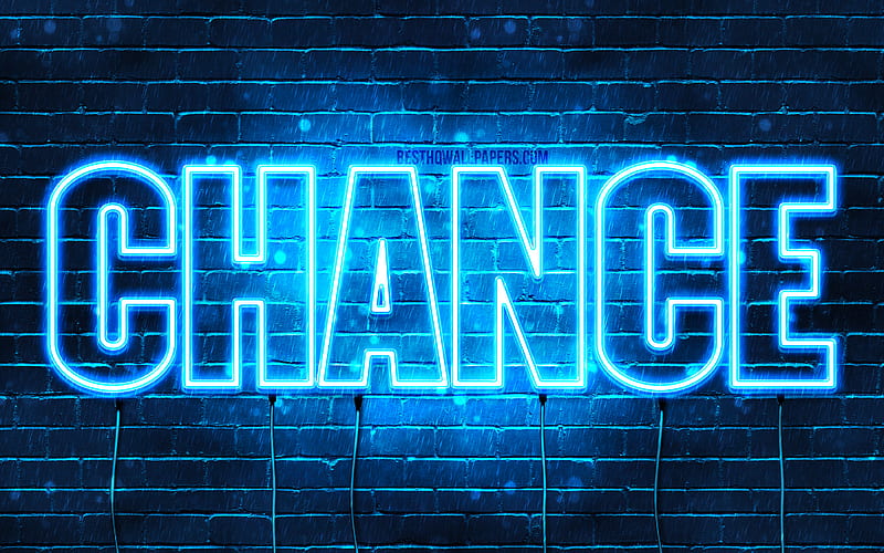 Chance with names, horizontal text, Chance name, blue neon lights, with Chance name, HD wallpaper