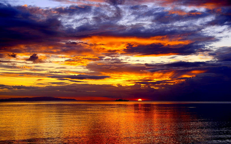 SUNDOWN SCENERY, boat, golden, nature, sunset, sky, HD wallpaper | Peakpx