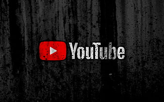 YouTube logo, grunge, black background, YouTube logo, HD wallpaper