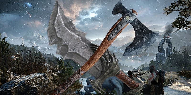 God of War Fan Creation Combines Leviathan Axe & Blades of Chaos, HD wallpaper