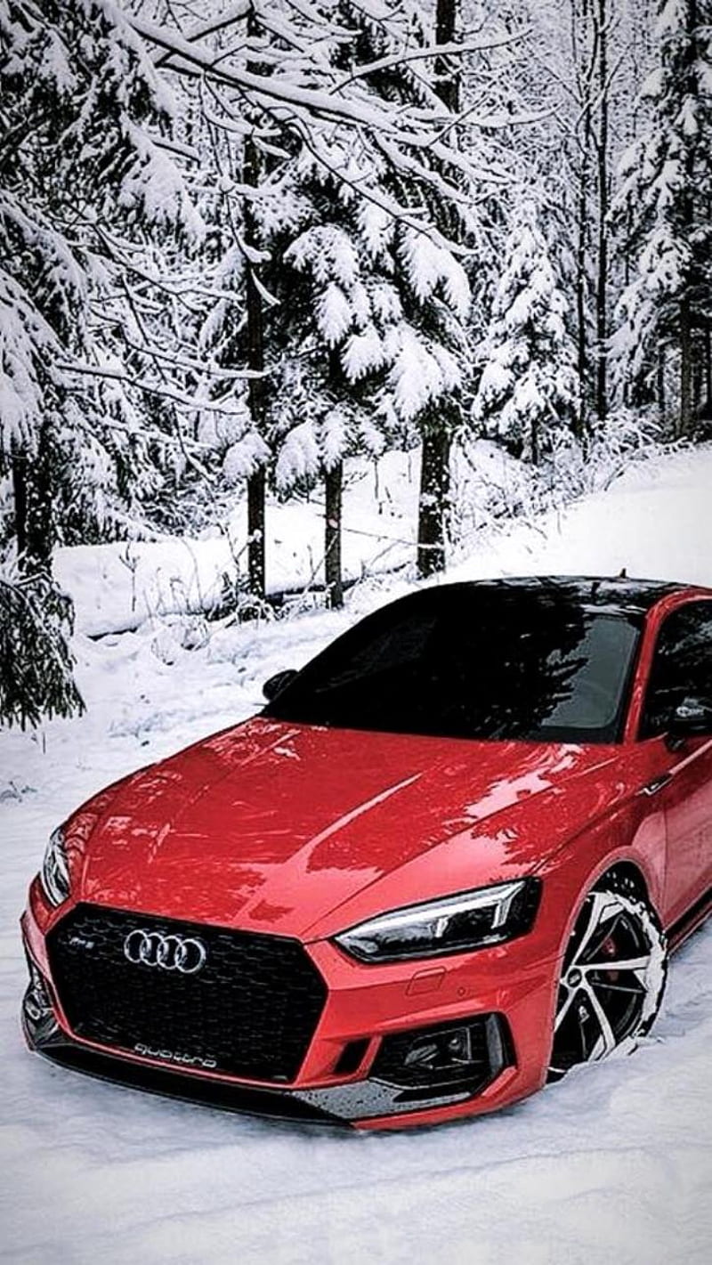 Audi Rs5, car, new, red, winter, HD phone wallpaper