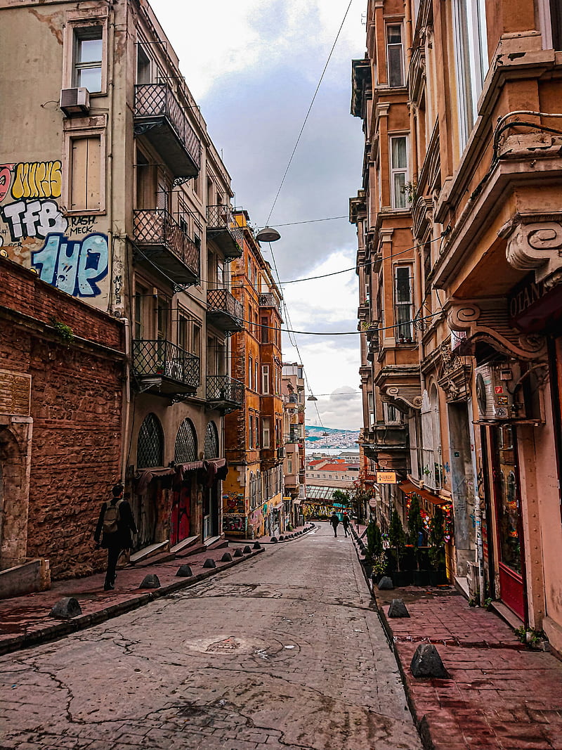 Sokak , galata, istanbul, old, old street, retro, urban street, HD phone wallpaper