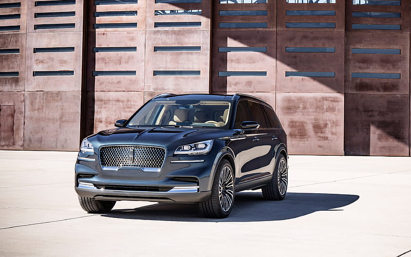 Lincoln Aviator, 2018 luxury crossover, front view, exterior, new blue Aviator, Lincoln, HD wallpaper