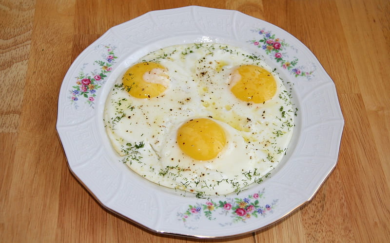 fried eggs, eggs, plate, fried, breakfast, HD wallpaper