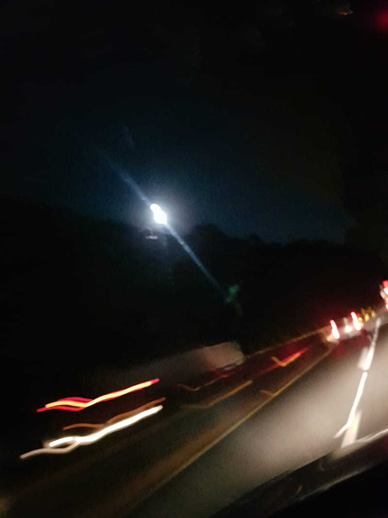Night Driving, dark, highway, moon, HD phone wallpaper | Peakpx