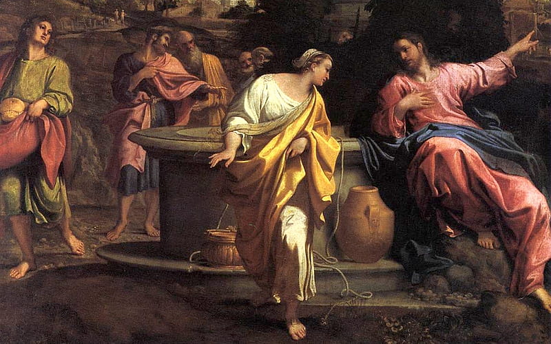 The Samaritan Woman at the Well, Christ, well, disciples, woman, Jesus, HD wallpaper