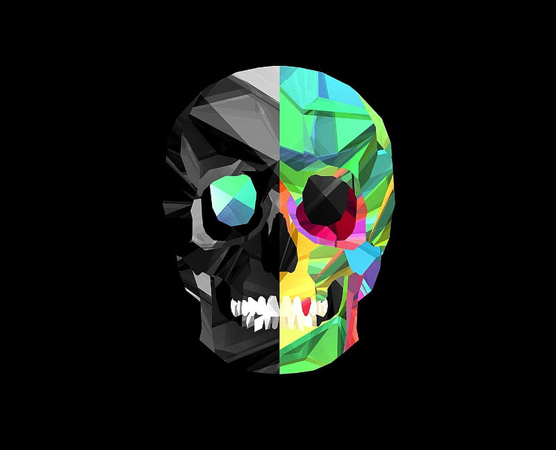 Skull abstract, abstract, black, htc, huawei, lg, oppo, skull, sony, xperia, HD wallpaper
