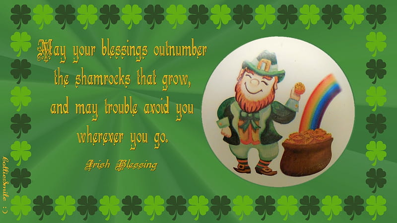 An Irish Blessing for Nexus :), emera1d, border, Leprechaun, blessing, frame, Ireland, rainbow, pot of gold, shamrock, clovers, gold, Irish blessing, lucky, Saint Patricks Day, Saint Patrick, happy, border1ine, Green, c1over, shamrocks, HD wallpaper