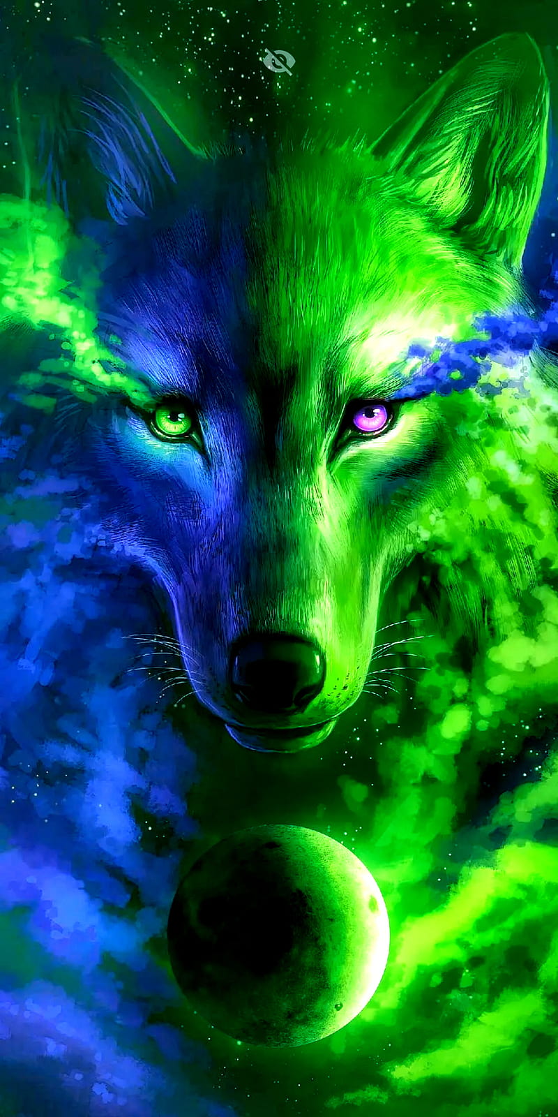 galaxy wolf, blue, HD phone wallpaper
