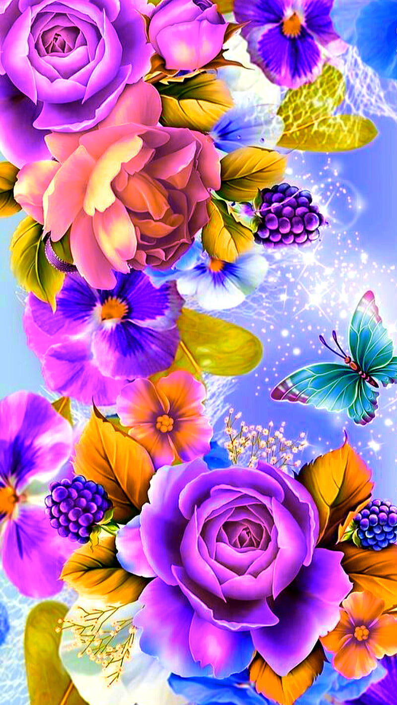 Nature butterfly color colorful flowers leaves roses HD phone  wallpaper  Peakpx