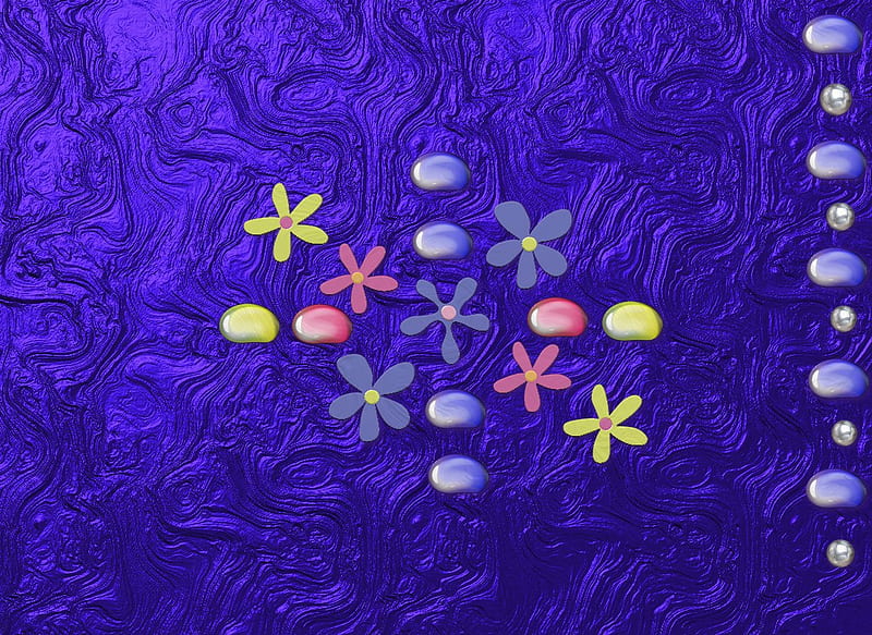 Flower Power 2, metallic, 3d, purple, flower, flowers, HD wallpaper