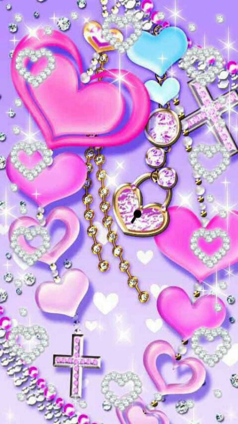 hearts crystal, HD phone wallpaper