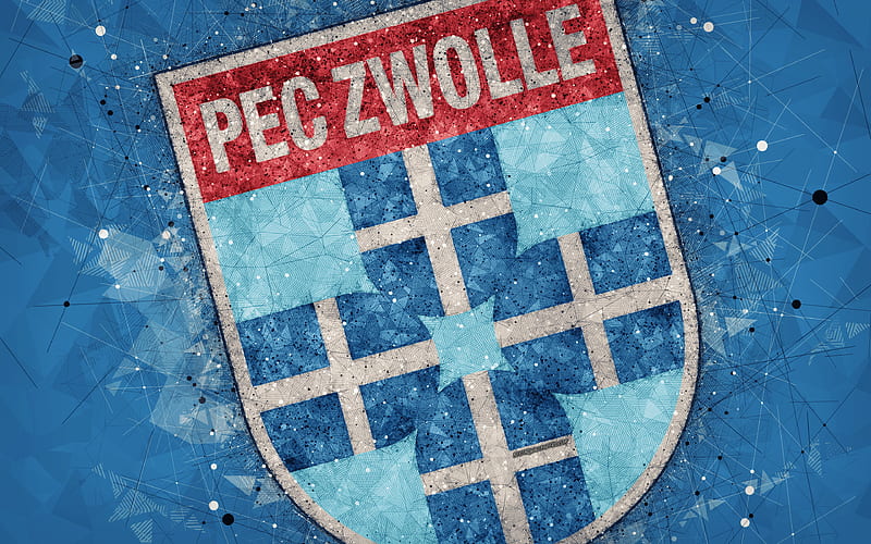 PEC Zwolle logo, geometric art, Dutch football club, blue background, Eredivisie, Zwolle, Netherlands, creative art, football, HD wallpaper