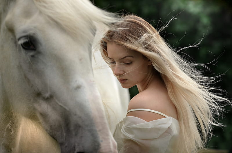 Beautiful Girl With Horse, girls, horse, model, HD wallpaper