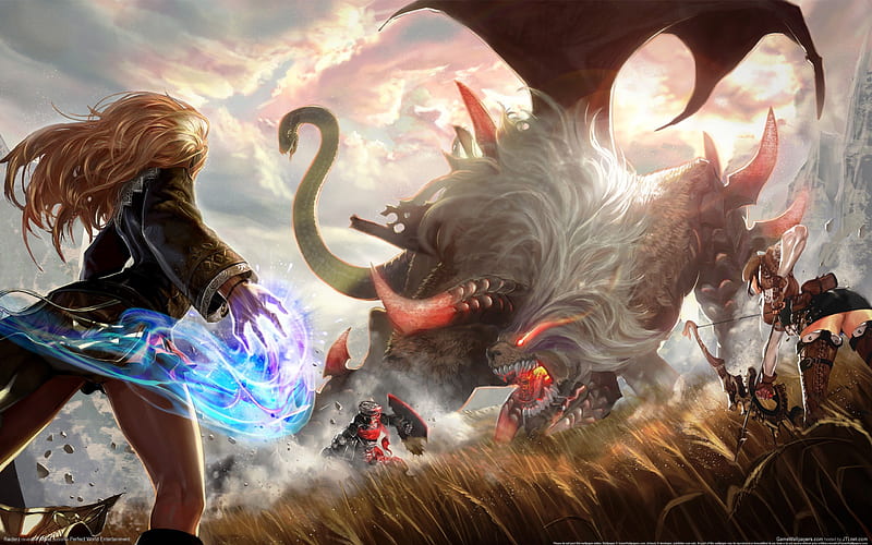 Raiderz, epic, warrior, dark, game, monster, creature, HD wallpaper