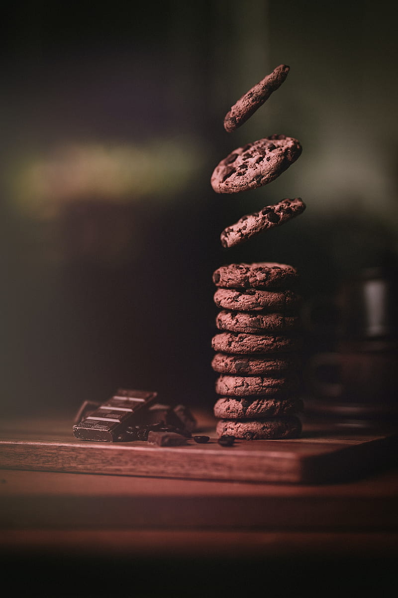 biscuits, pastries, chocolate, levitation, HD phone wallpaper