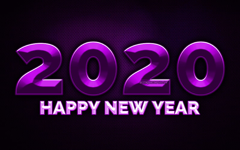 2020 violet 3D digits violet metal grid background, Happy New Year 2020, 2020 metal art, 2020 concepts, violet metal digits, 2020 on violet background, 2020 year digits, HD wallpaper
