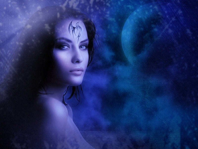 Free Download Midnight Dreams Fantasy Moon Lady Blue Hd Wallpaper Peakpx 