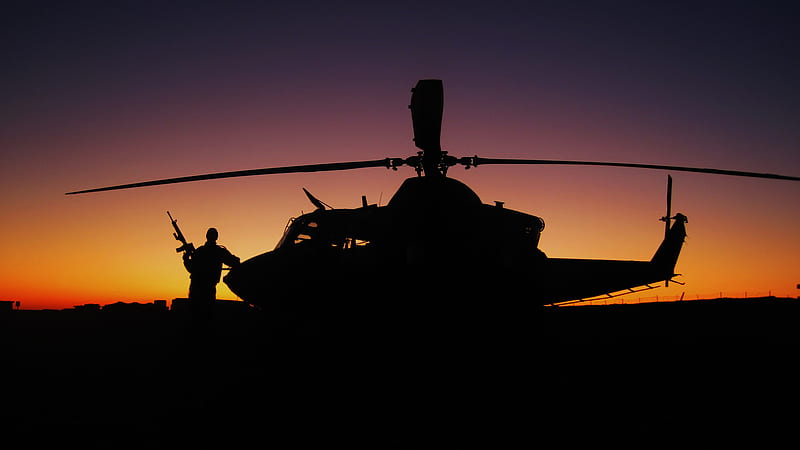 Very Nice, military, sunset, sunrise, helicopter, HD wallpaper