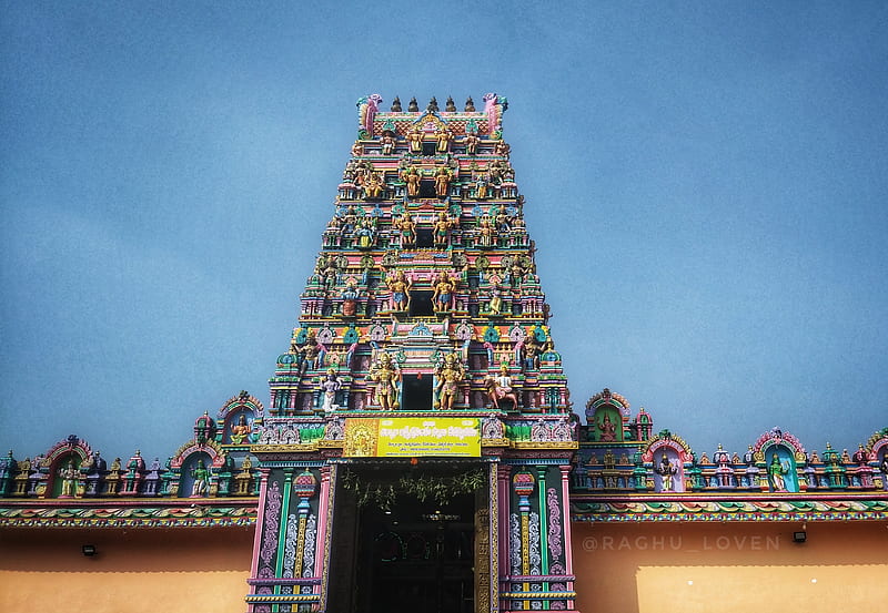 Temple, cheeryal, entrance, god, gopuram, lakshmi narasimha, nature lover, sky, swamy, tower, traveller, HD wallpaper