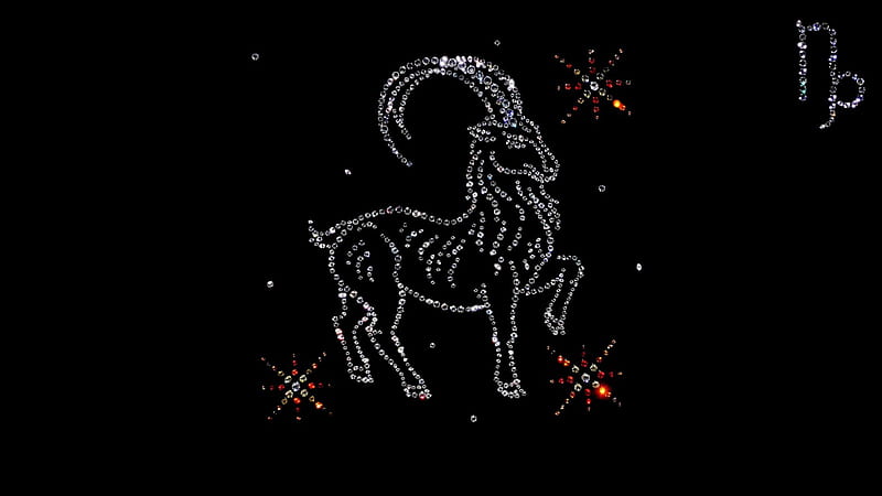 Zodiac ~ Capricorn, fantasy, goat-horned, black, zodiac, precious stones, capricorn, HD wallpaper