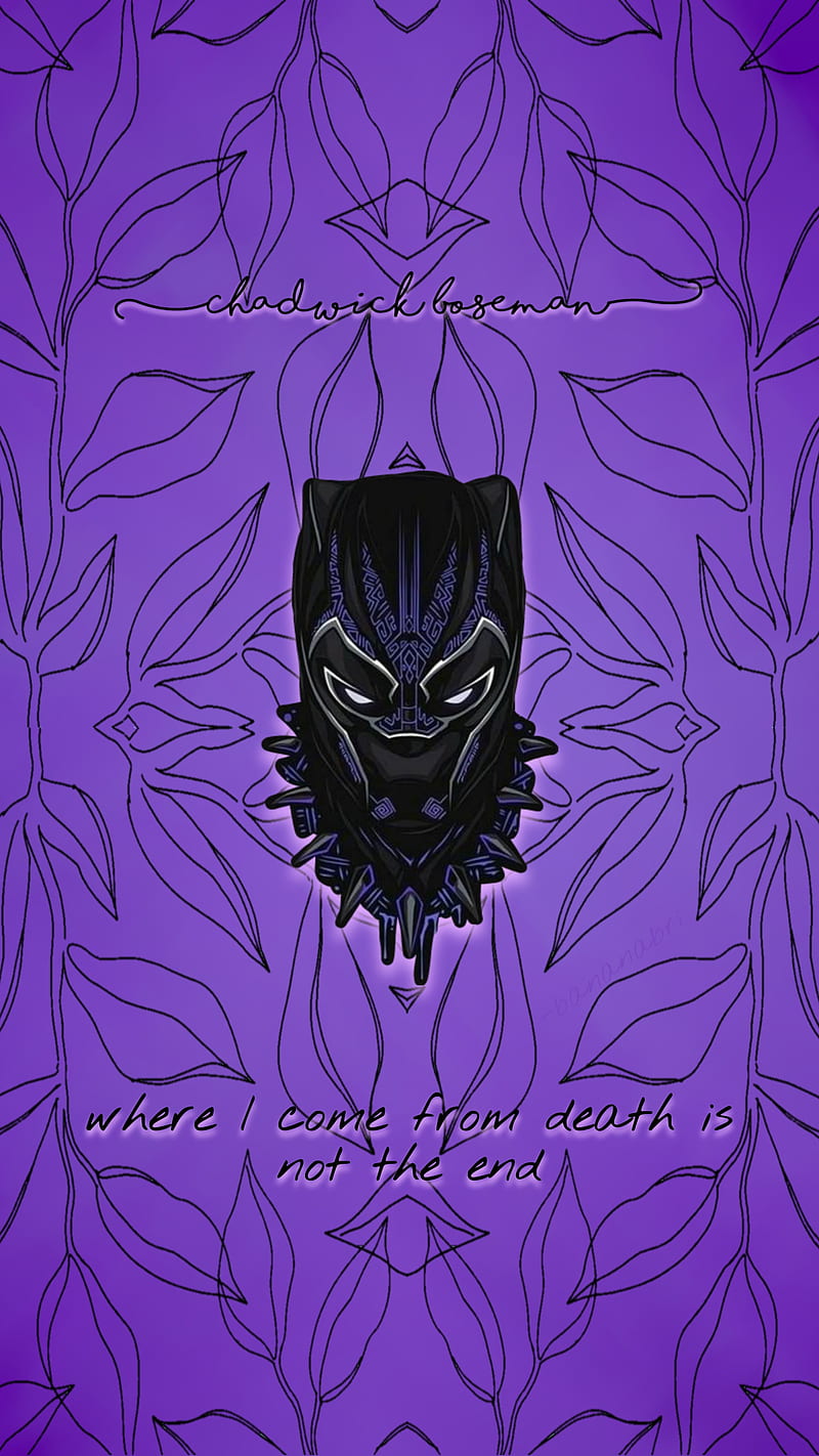 Black panther , black panther, chadwick, chadwick boseman, leaf, pink, purple, rip, wakanda, HD phone wallpaper