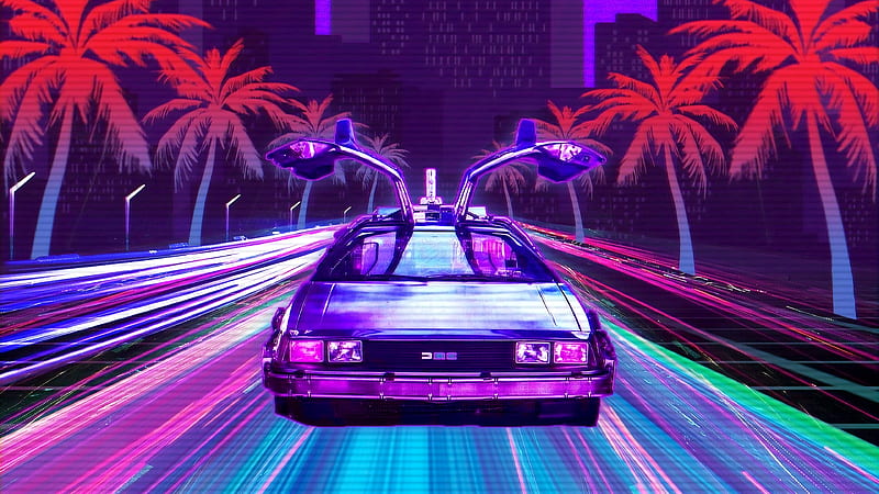 Retro Lux Car Retrowave Vaporwave, HD wallpaper