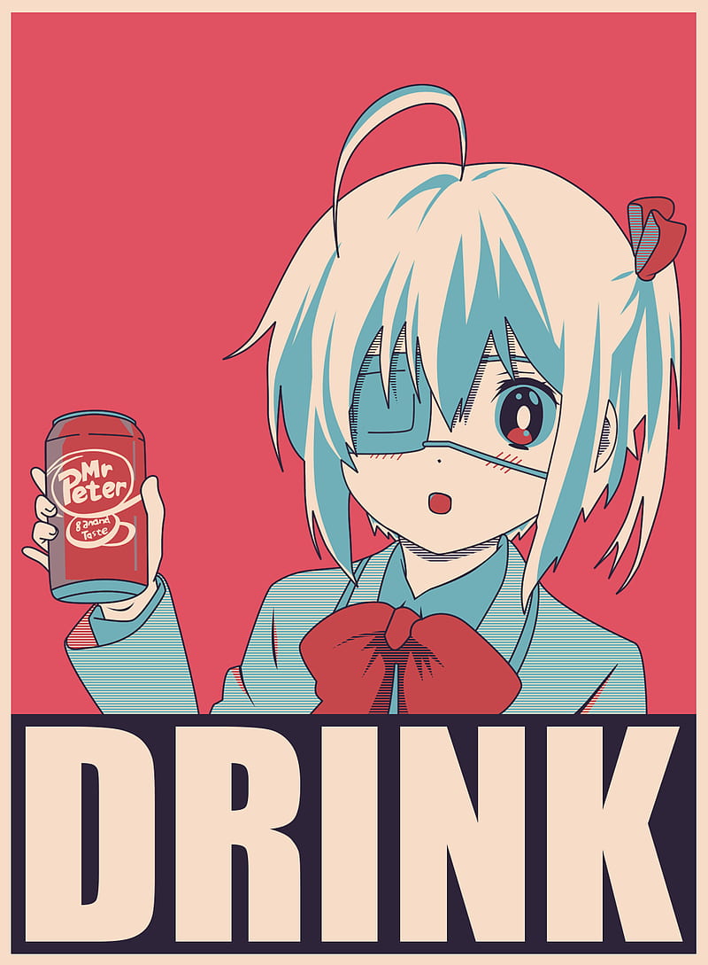 Chuunibyou demo Koi ga Shitai!, anime girls, Takanashi Rikka, Hope posters, red, soda, HD phone wallpaper