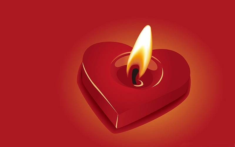 candle heart-Happy Valentines Day theme, HD wallpaper