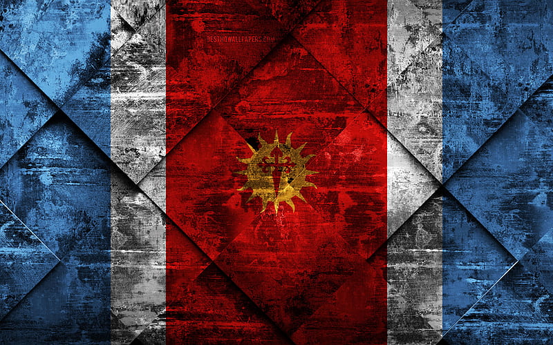 Flag of Santiago del Estero grunge art, rhombus grunge texture, Argentine Province, Santiago del Estero flag, Argentina, national symbols, Santiago del Estero, provinces of Argentina, creative art, HD wallpaper