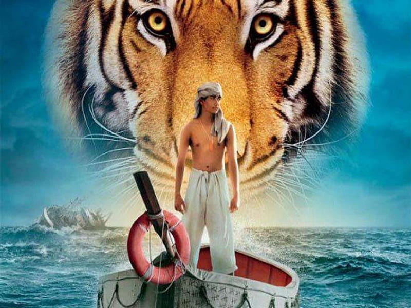 Life Of Pi, boat, ocean, entertainment, tiger, movies, pi, animal, HD wallpaper